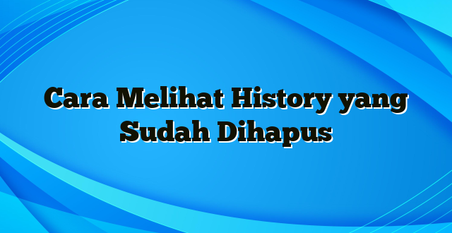 Cara Melihat History yang Sudah Dihapus