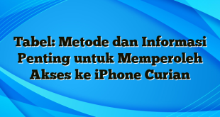 Tabel: Metode dan Informasi Penting untuk Memperoleh Akses ke iPhone Curian